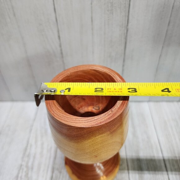 Vintage Wooden Handcrafted Candlestick Candle Holder Goblet Shape 5.75'' Tall - Picture 9 of 9